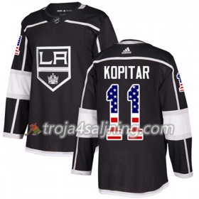 Los Angeles Kings tröja Anze Kopitar 11 Adidas 2017-2018 Svart USA Flag Fashion Authentic - NHL Tröjor Herr
